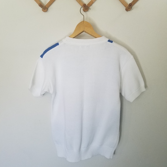 Vintage Fish Beach Sweater Blouse Sz Small Knit 3D Pom Pom Tess Designs Bermuda - Picture 7 of 16